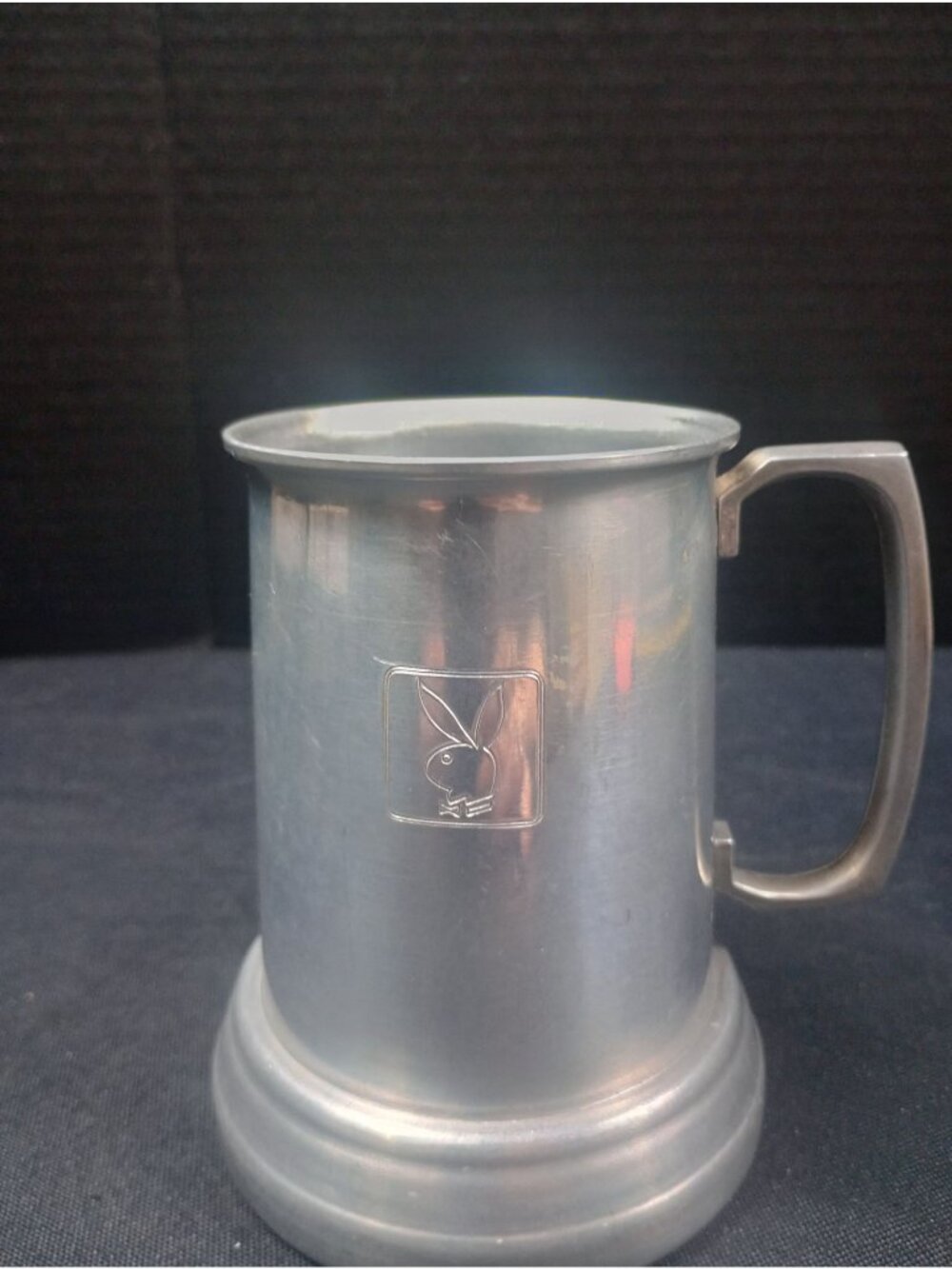Vintage Retro 1970s Playboy Logo  (both sides) Aluminum Glass Bottomed Beer Stei